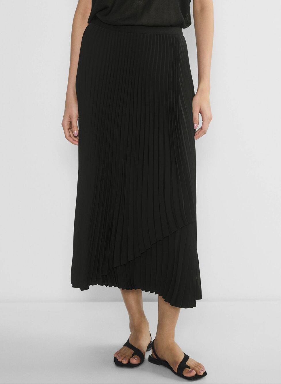 Aritzia Babaton Ladder Pleated Midi Skirt Black Small S